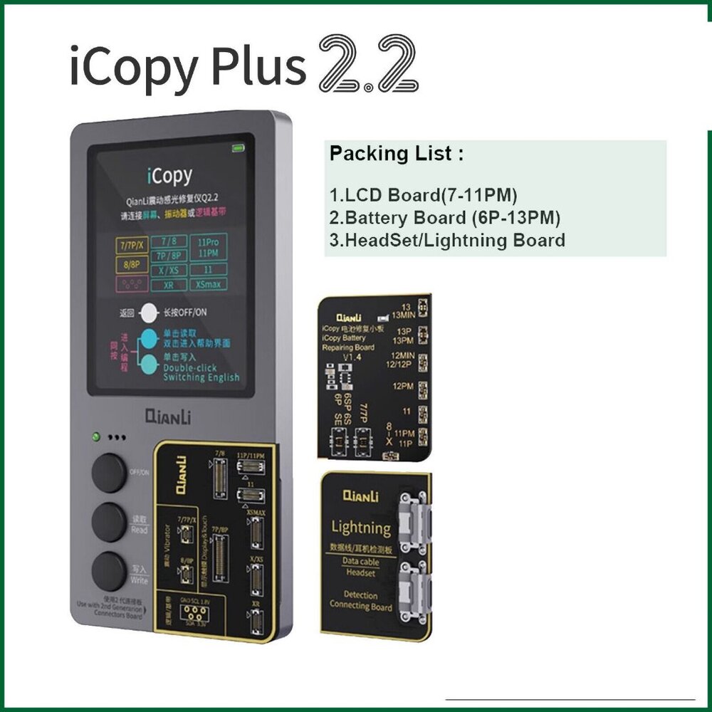 QianLi iCopy Plus 2.2 PROGRAMMER FOR TRUE TONE/BATTERY iPhone 6P TO 14 Pro MAX